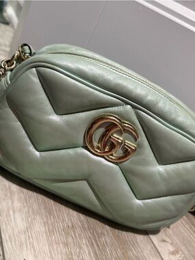 Gucci Mint Green Quilted Crossbody with Gold Double G